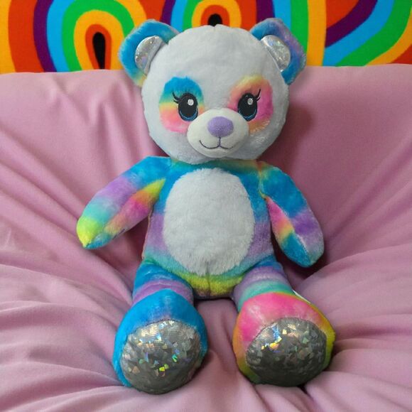 Build A Bear Rainbow Friends PANDA 16" - 2020 Plush Stuffed Animal Tie Dye - Picture 1 of 7